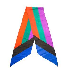 Vintage Color Block Long Scarf  Accessories Necktie Headwear